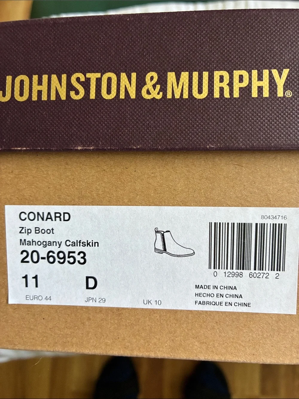 Vintage Johnston & Murphy Chestnut Brown Leather Chukka Boots with Side Zip